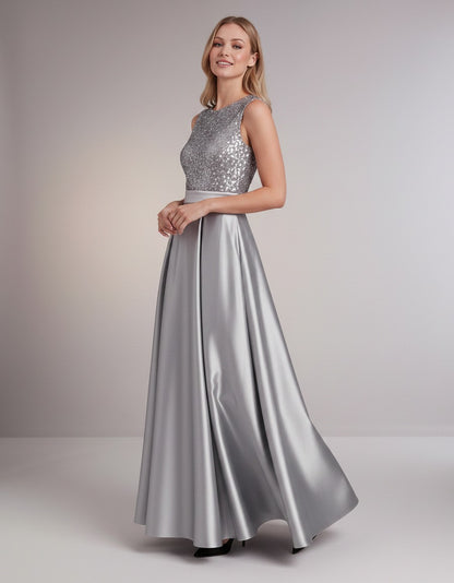 Sequin Pleated Ball Gown