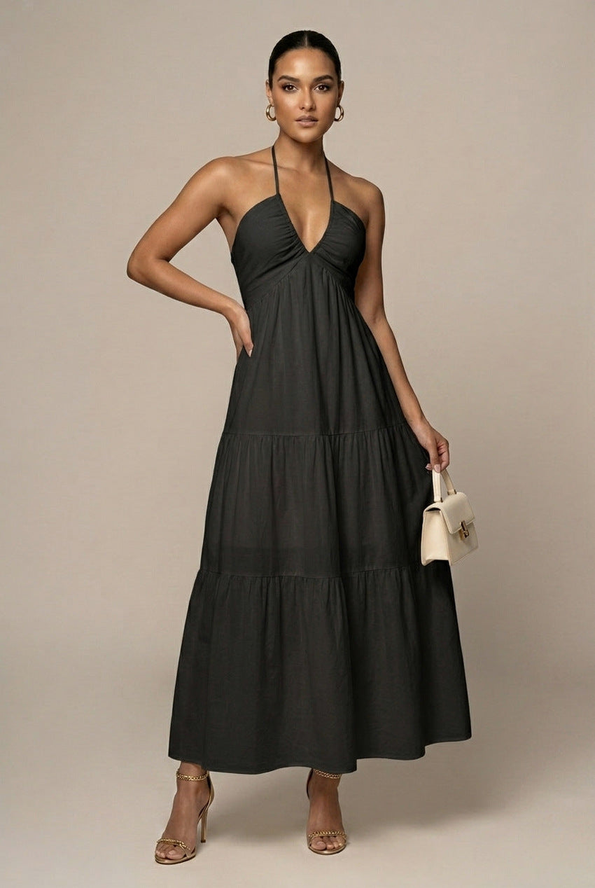 Halter Neck Tiered Maxi Dress