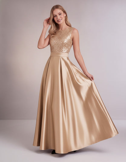 Sequin Pleated Ball Gown