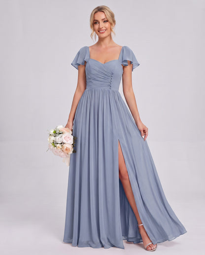 Chiffon Ruched Maxi Dress