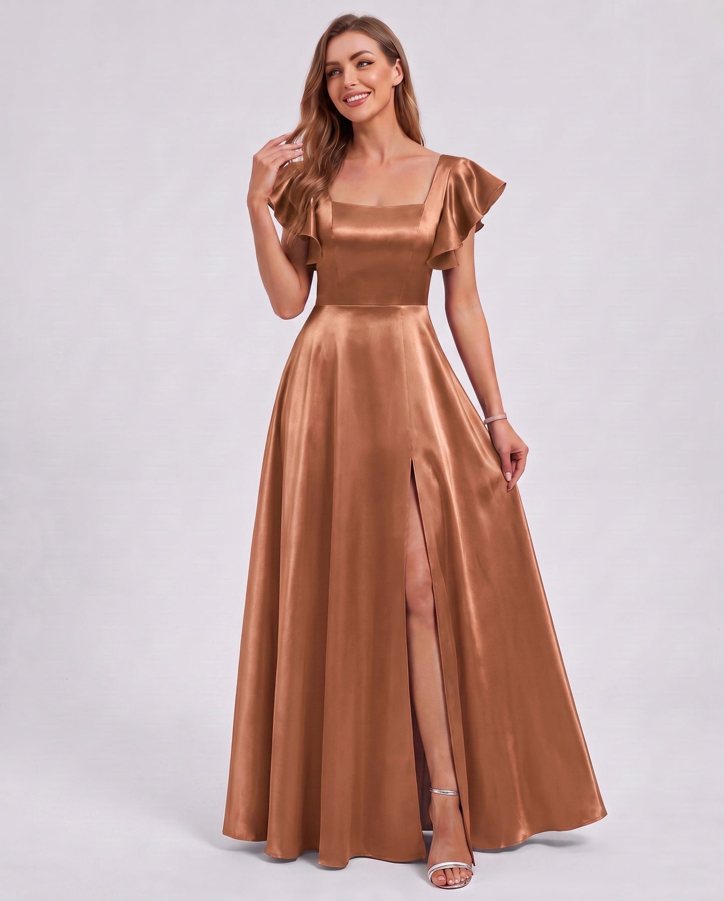 Satin Square Neck Maxi Dress