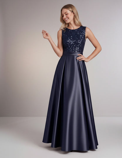 Sequin Pleated Ball Gown