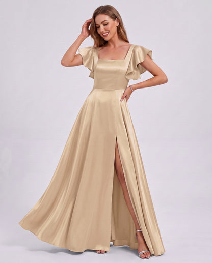 Satin Square Neck Maxi Dress