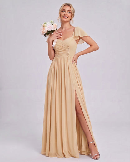 Chiffon Ruched Maxi Dress