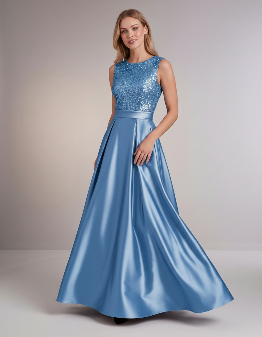 Sequin Pleated Ball Gown