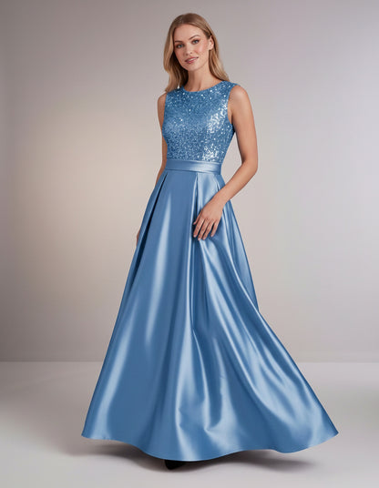 Sequin Pleated Ball Gown