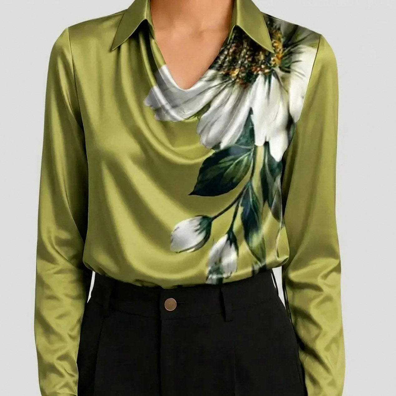 Satin Cowl Neck Blouse