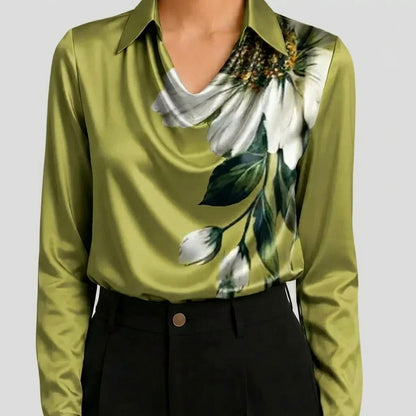 Satin Cowl Neck Blouse