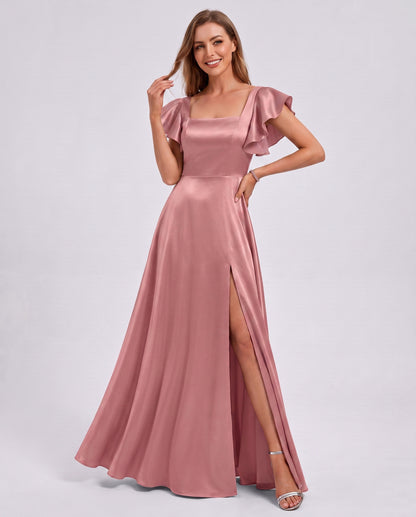 Satin Square Neck Maxi Dress