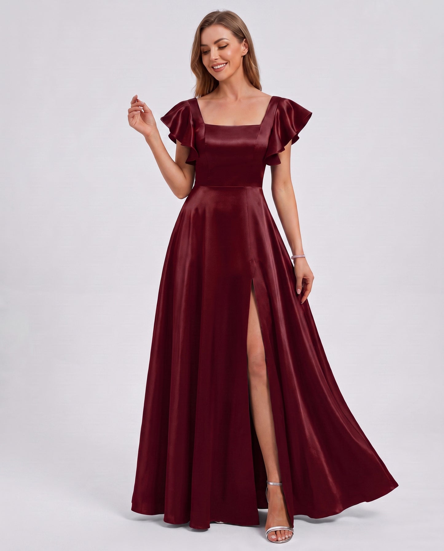 Satin Square Neck Maxi Dress