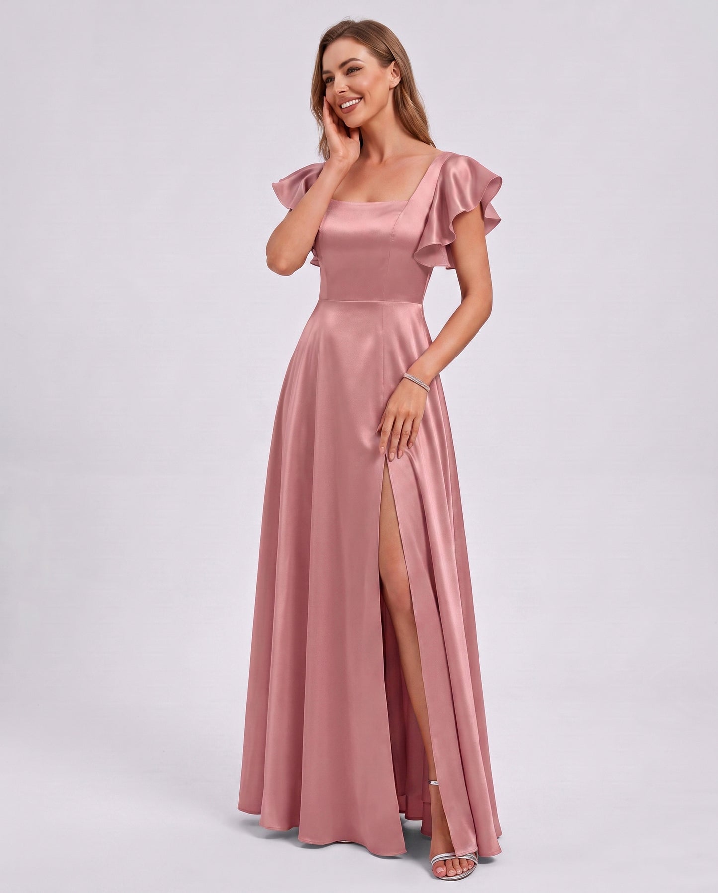 Satin Square Neck Maxi Dress