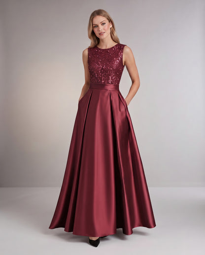 Sequin Pleated Ball Gown