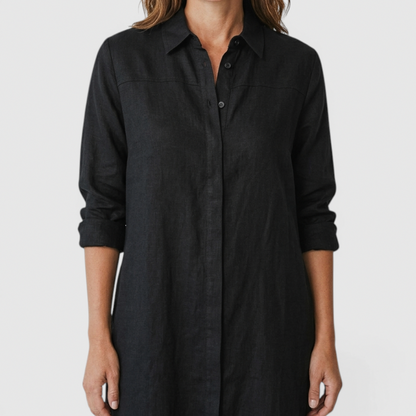 Linen Twist Front Shirt Dress