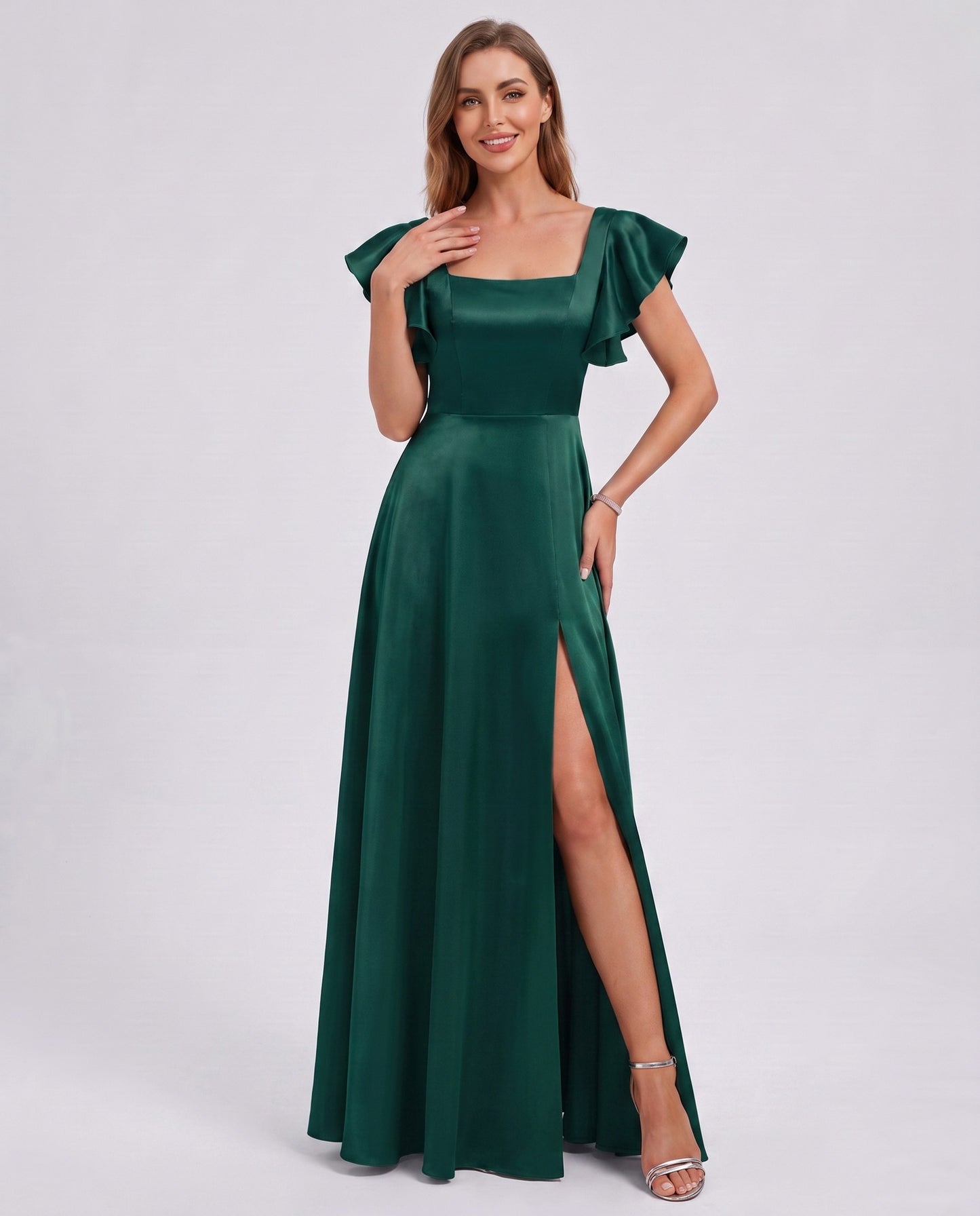 Satin Square Neck Maxi Dress