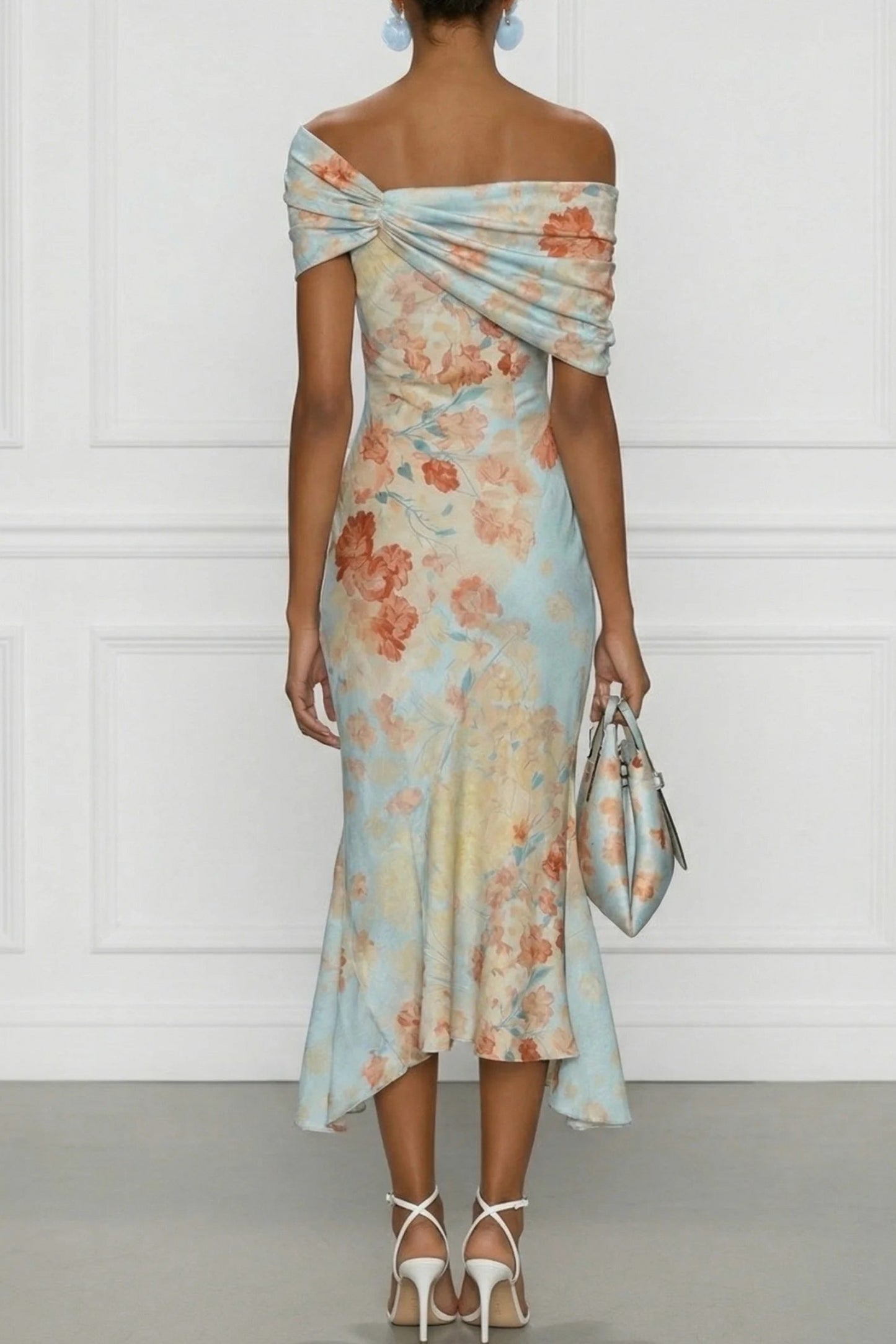 Floral Off Shoulder Midi Dress