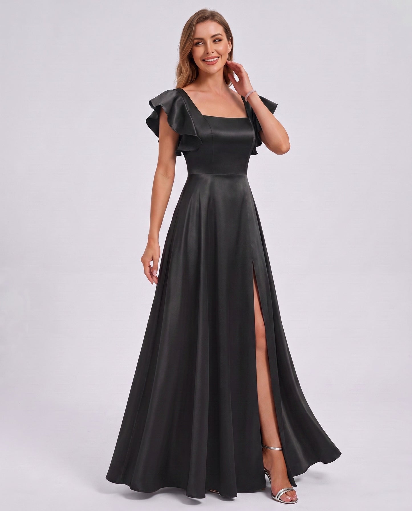 Satin Square Neck Maxi Dress