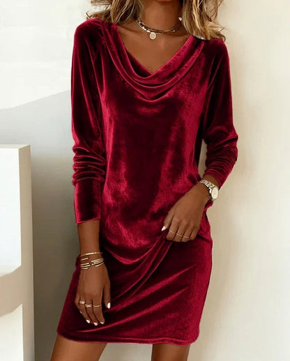 Velvet Cowl Neck Mini Dress