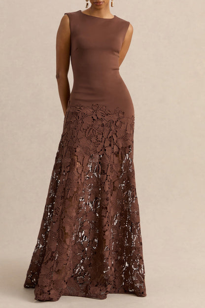 High Neck Lace Maxi Dress