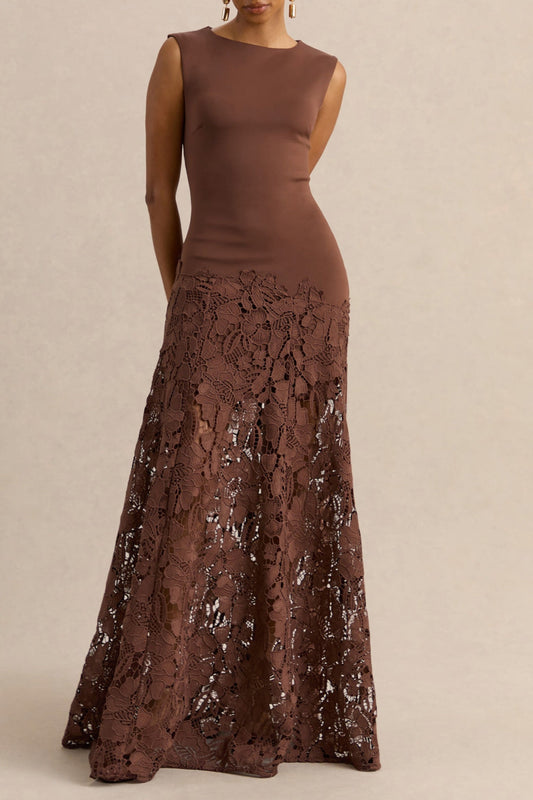 High Neck Lace Maxi Dress