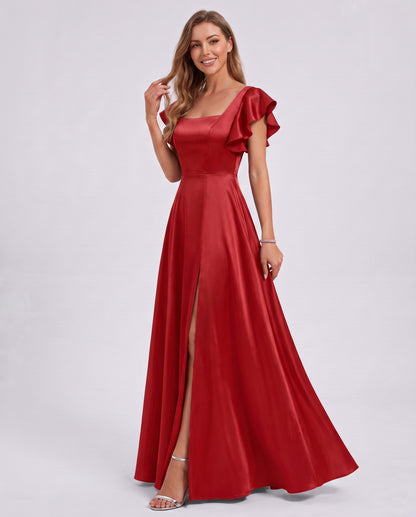 Satin Square Neck Maxi Dress