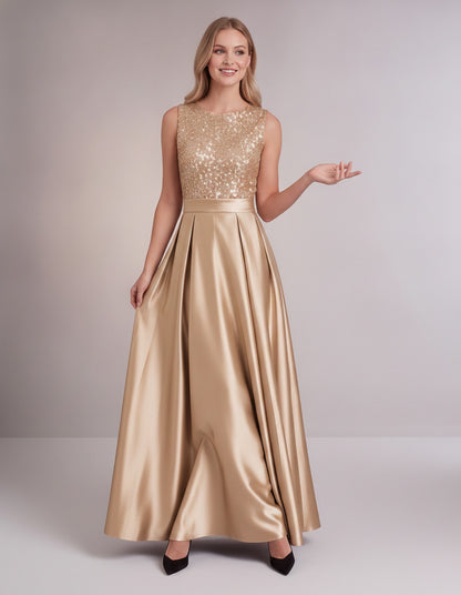 Sequin Pleated Ball Gown