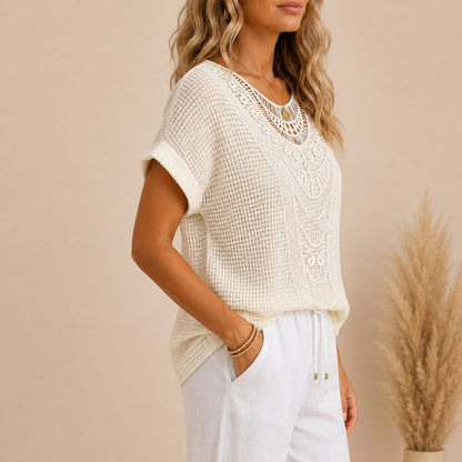 Relaxed Crochet Knit Top