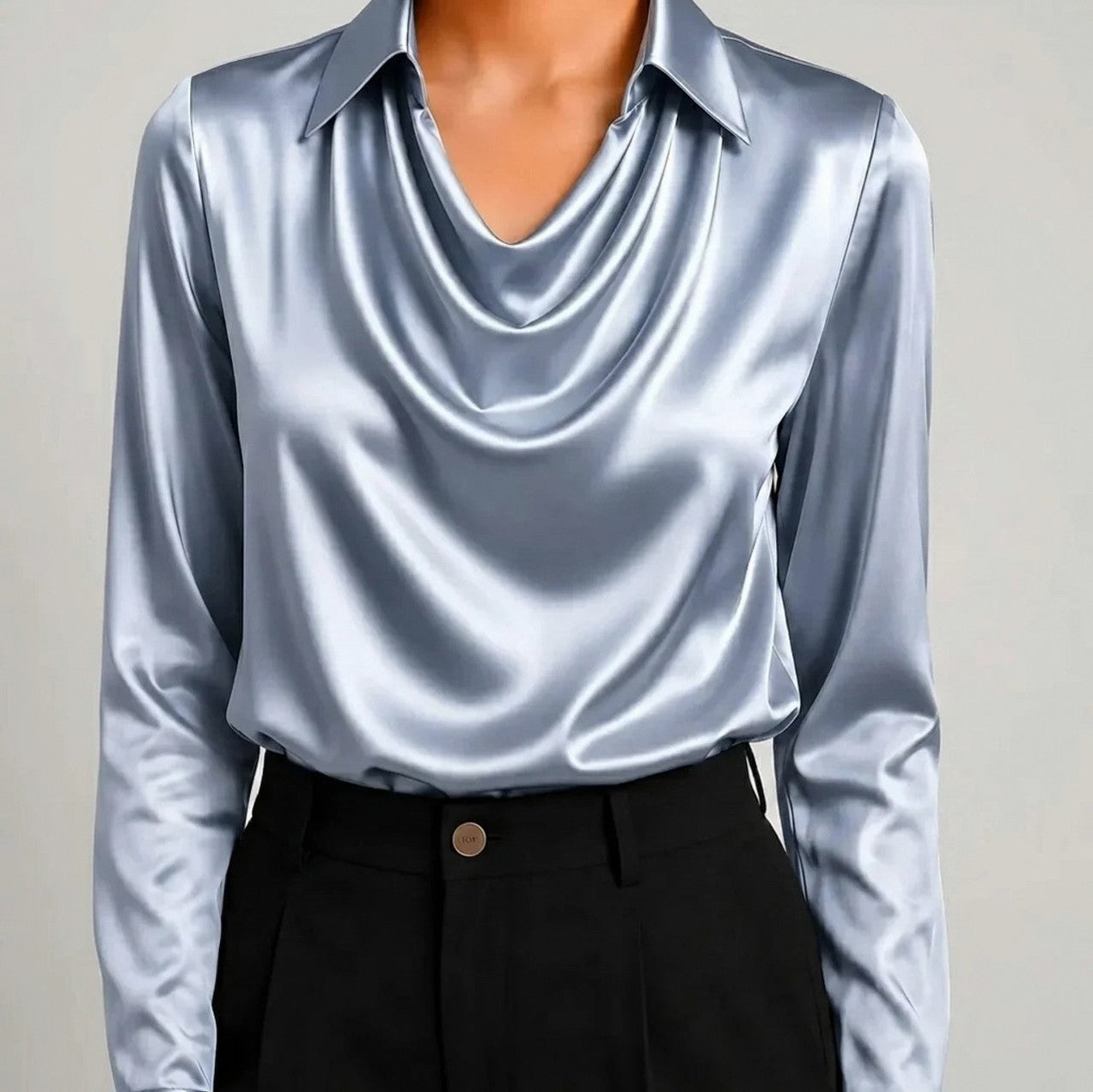 Satin Cowl Neck Blouse