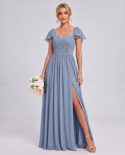 Chiffon Ruched Maxi Dress