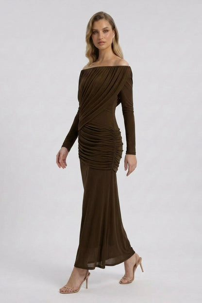 Ruched Long Sleeve Maxi Dress