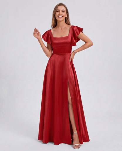 Satin Square Neck Maxi Dress