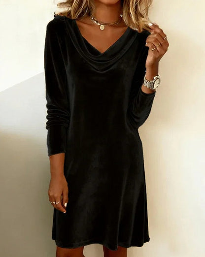 Velvet Cowl Neck Mini Dress