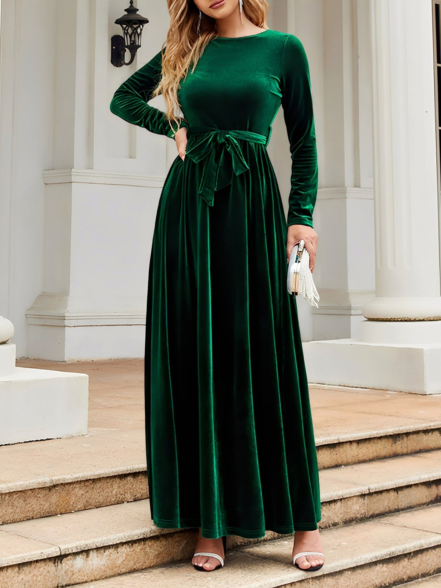 Velvet Long Sleeve Maxi Dress