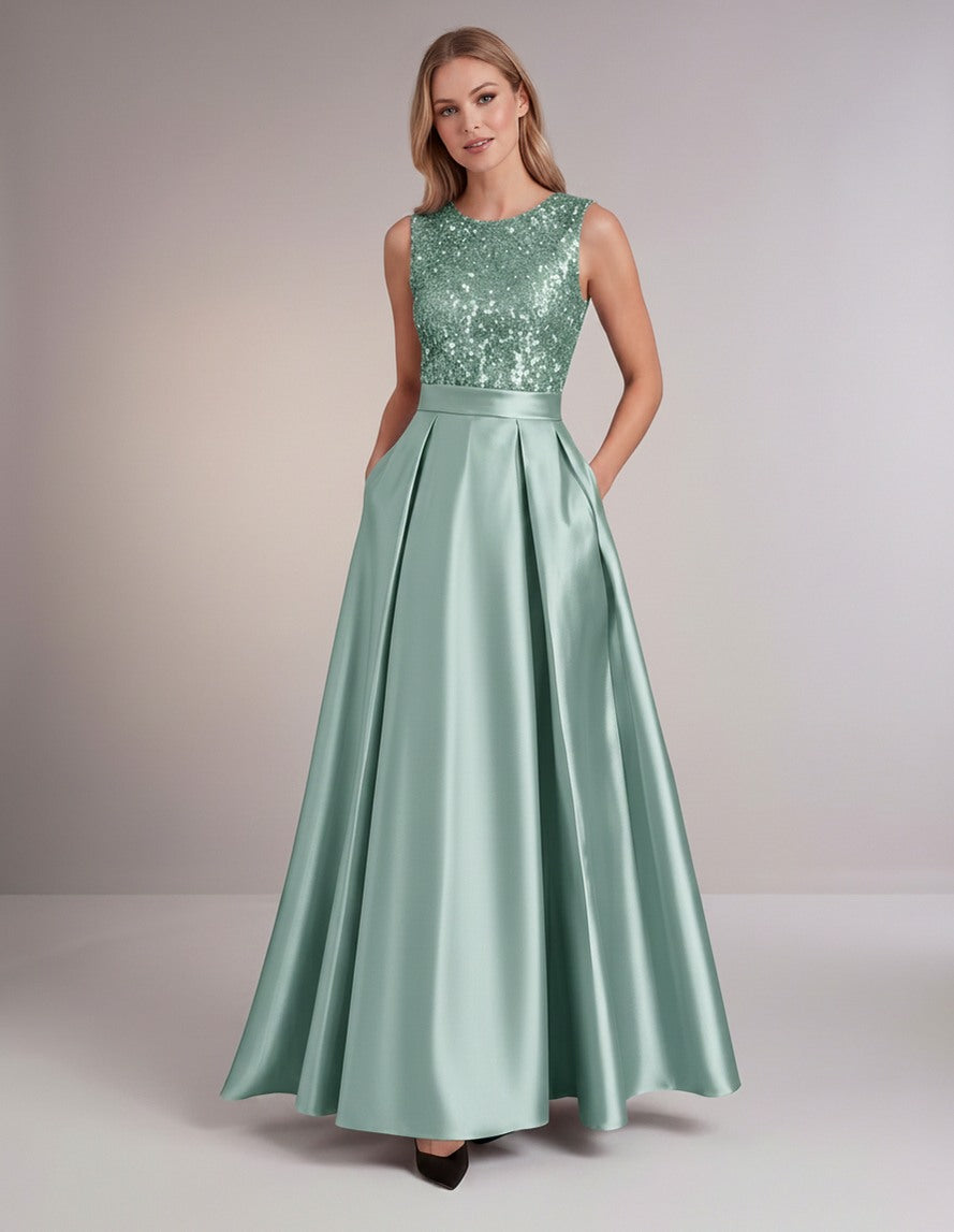 Sequin Pleated Ball Gown