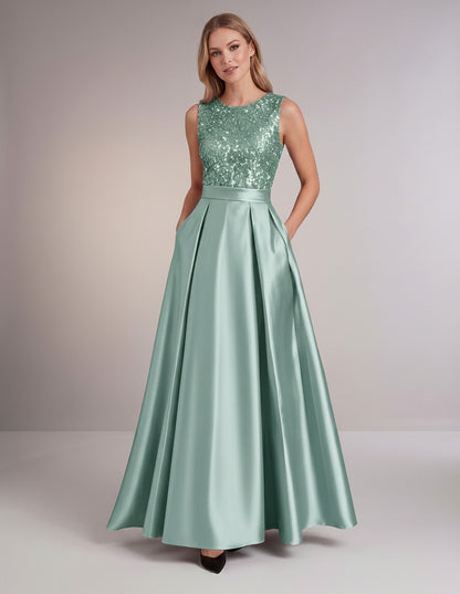 Sequin Pleated Ball Gown
