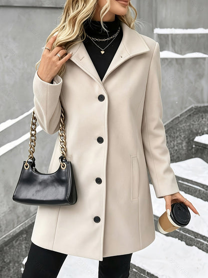 Plaid Mid Length Wool Coat