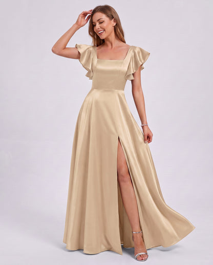 Satin Square Neck Maxi Dress
