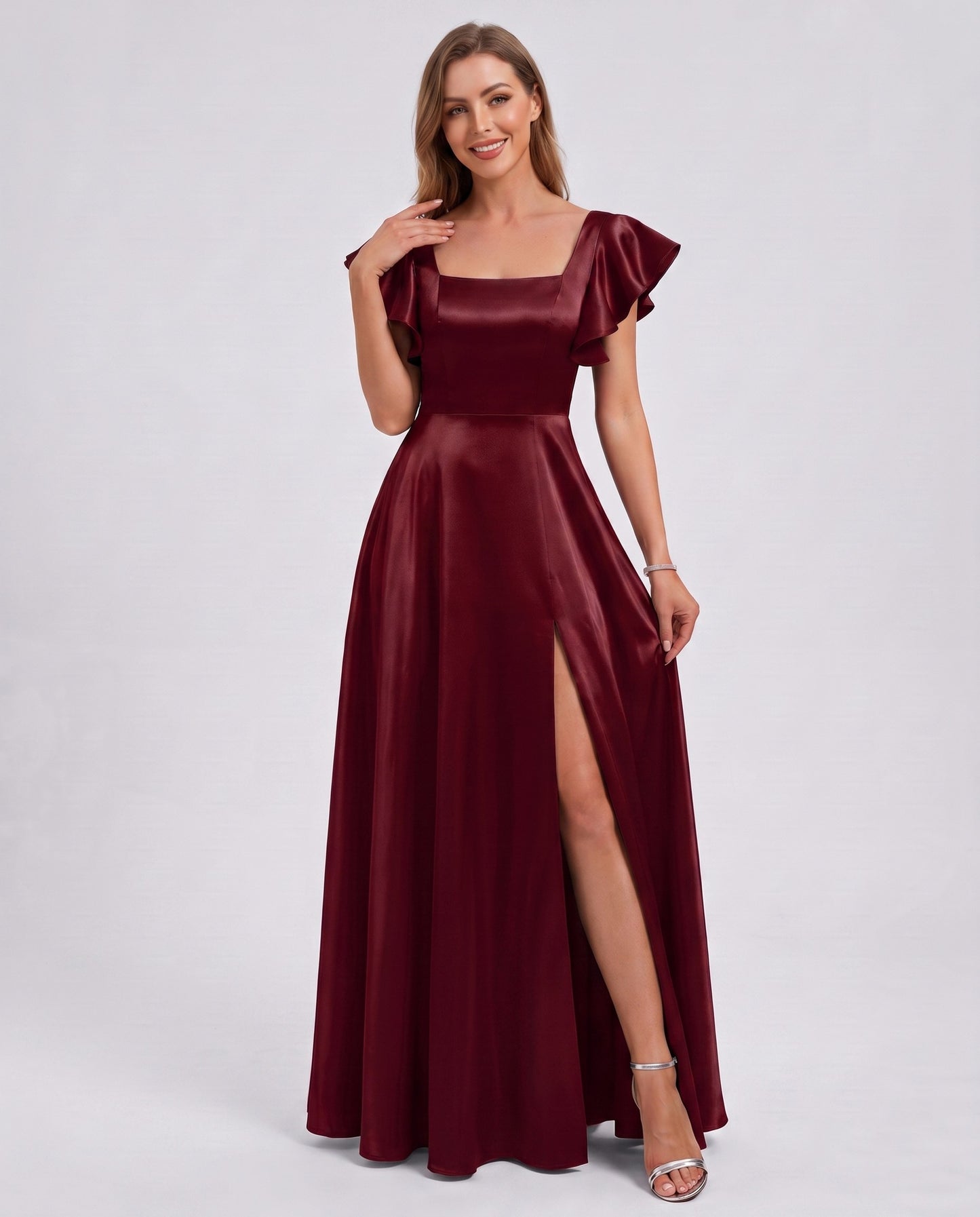 Satin Square Neck Maxi Dress