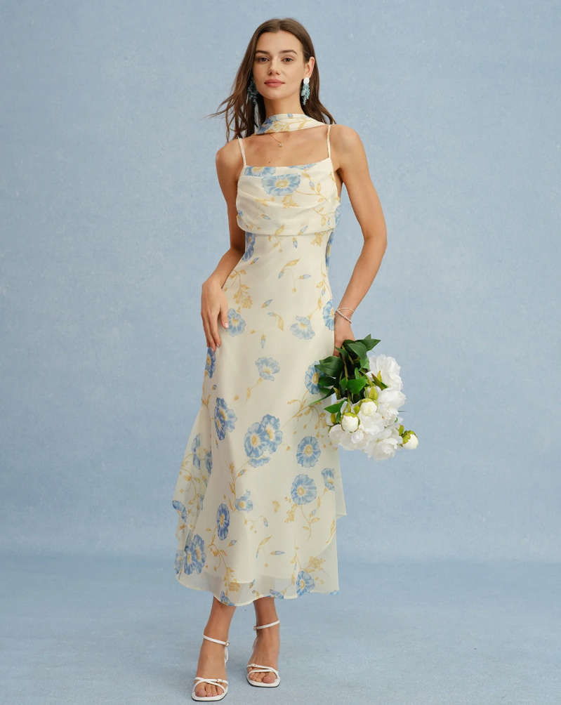 Floral Chiffon Midi Dress