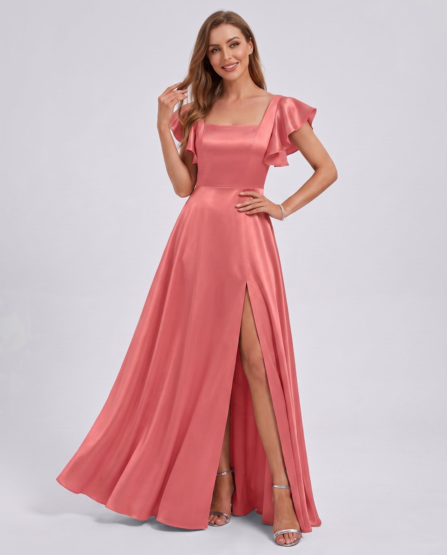 Satin Square Neck Maxi Dress