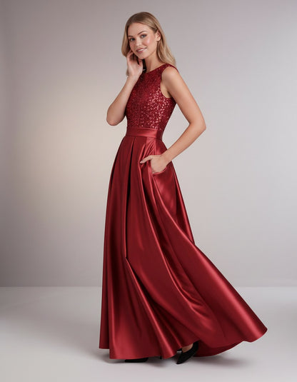 Sequin Pleated Ball Gown