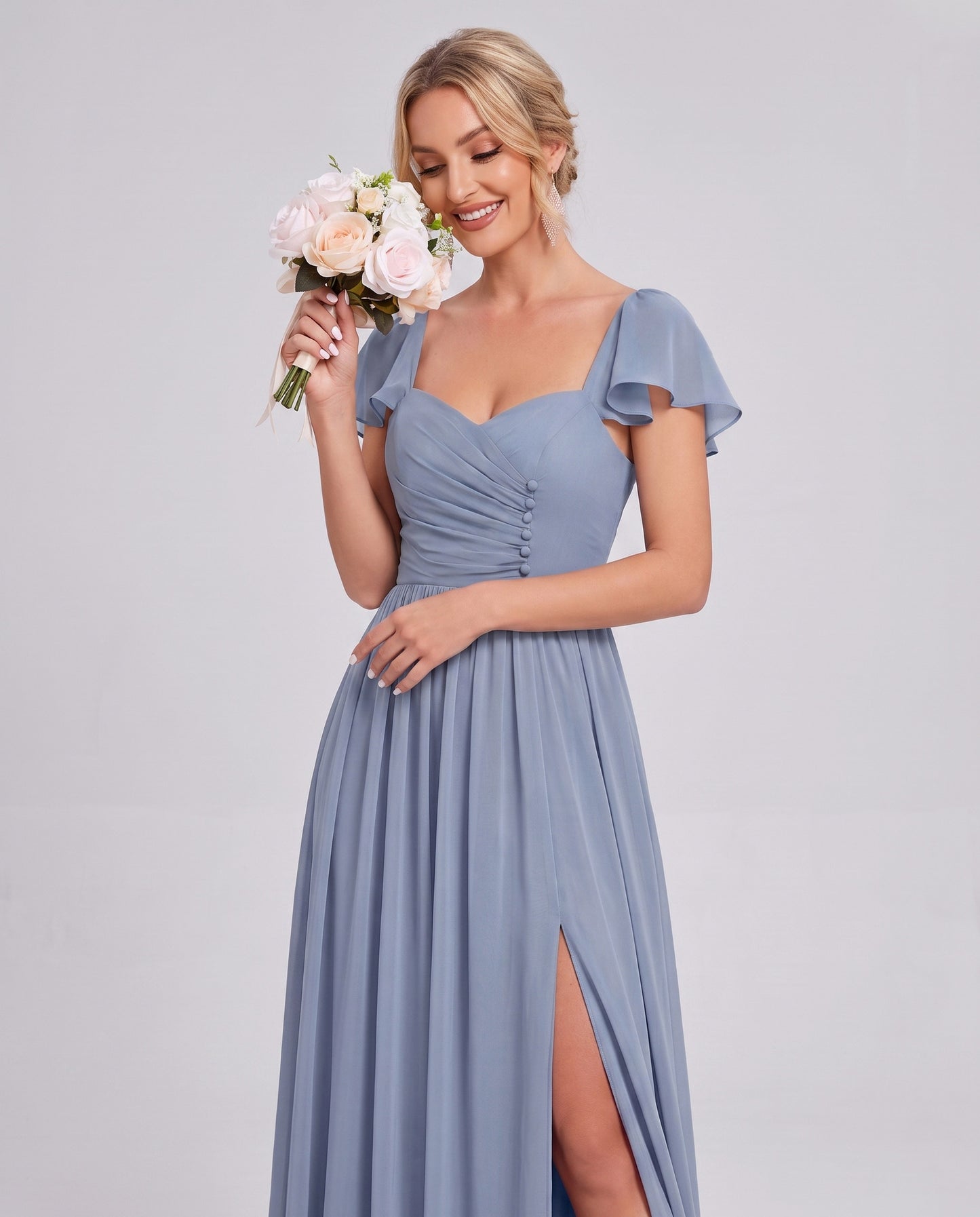 Chiffon Ruched Maxi Dress