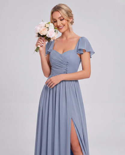 Chiffon Ruched Maxi Dress
