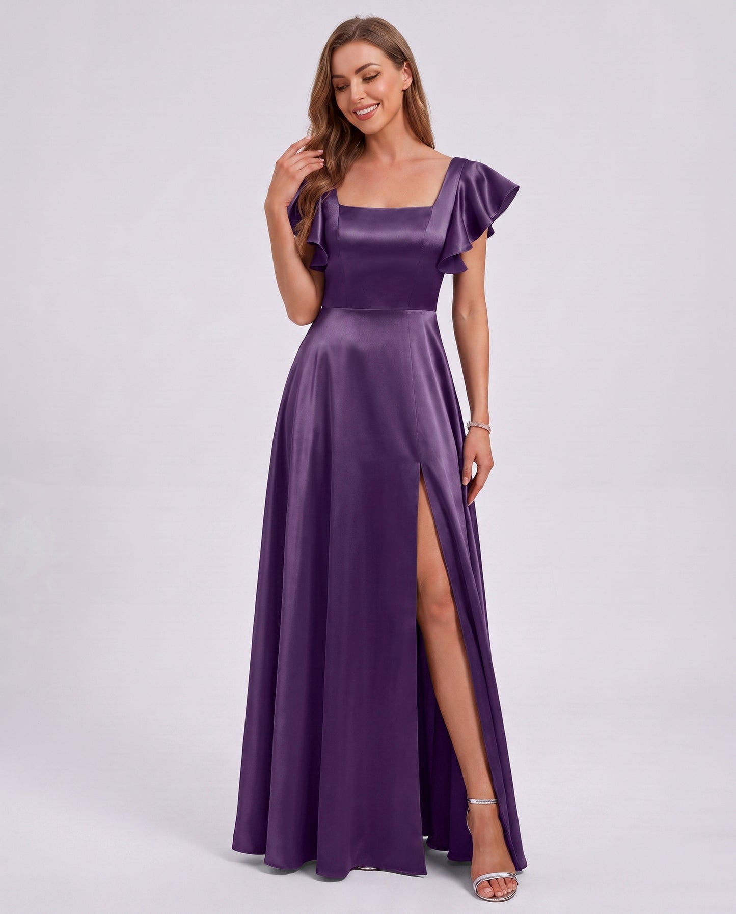 Satin Square Neck Maxi Dress