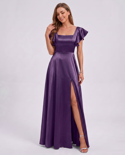 Satin Square Neck Maxi Dress