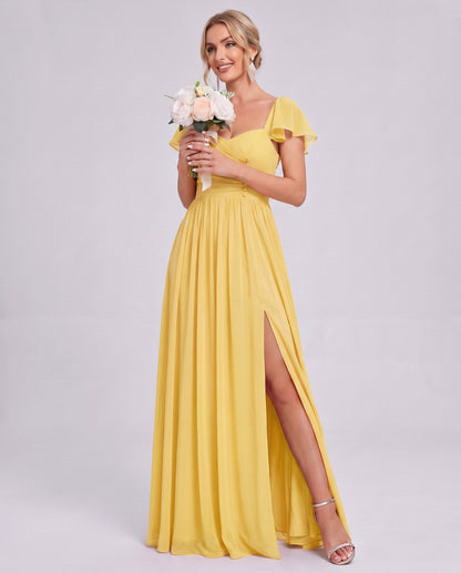 Chiffon Ruched Maxi Dress