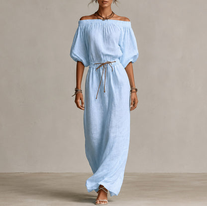Linen Off Shoulder Maxi Dress