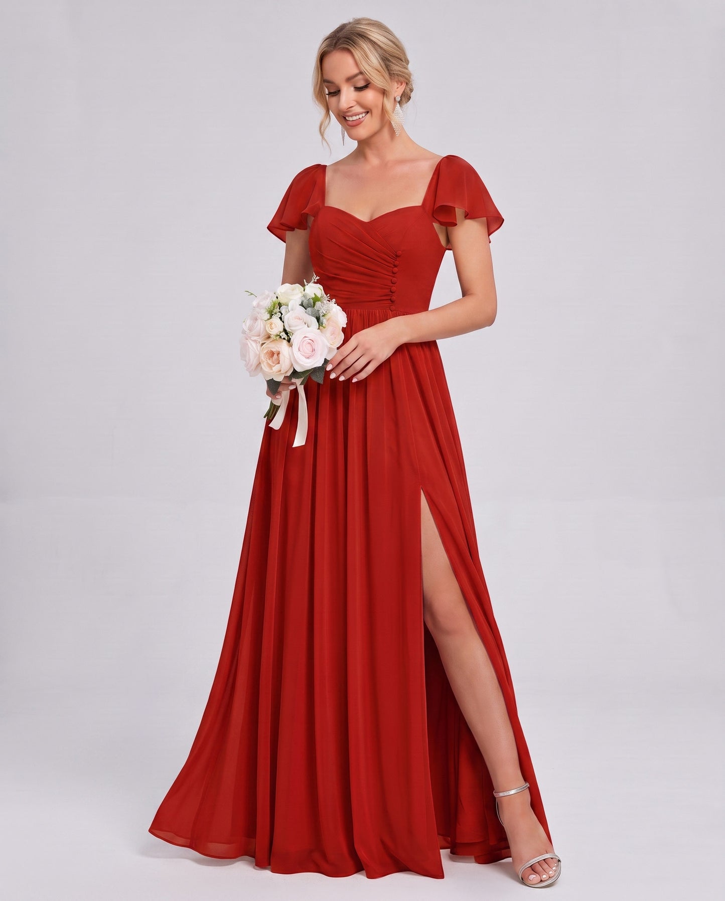 Chiffon Ruched Maxi Dress