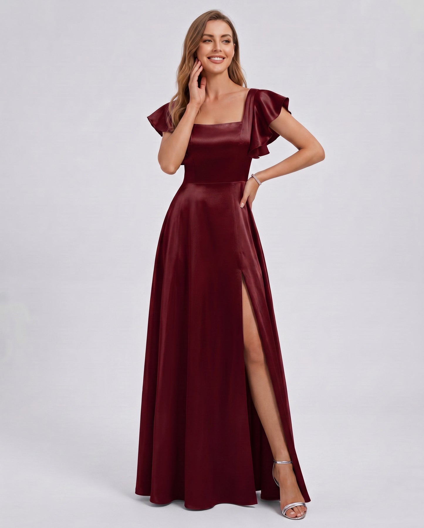 Satin Square Neck Maxi Dress