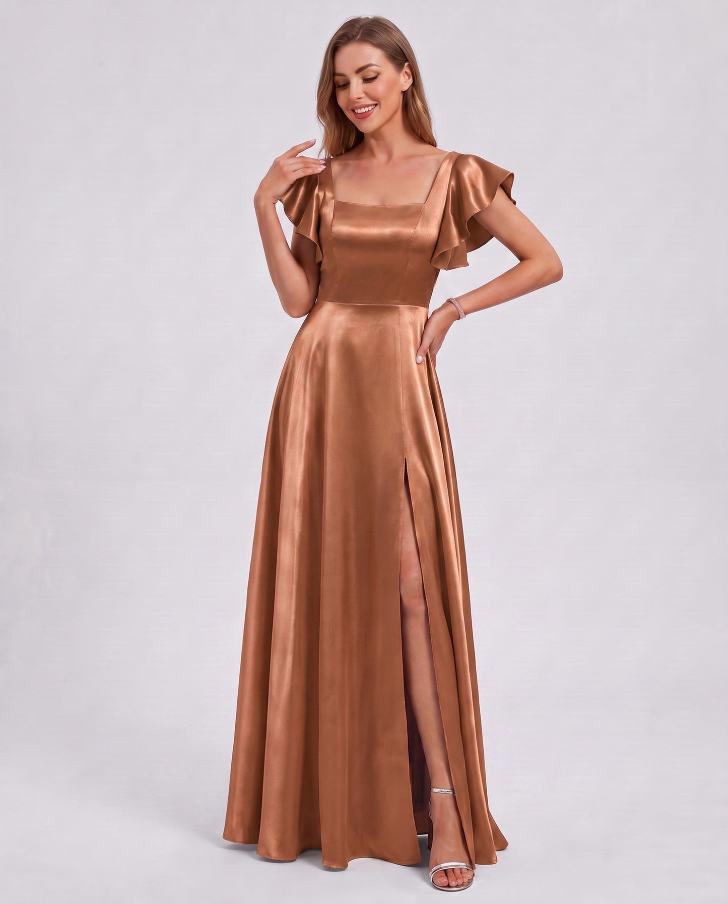 Satin Square Neck Maxi Dress