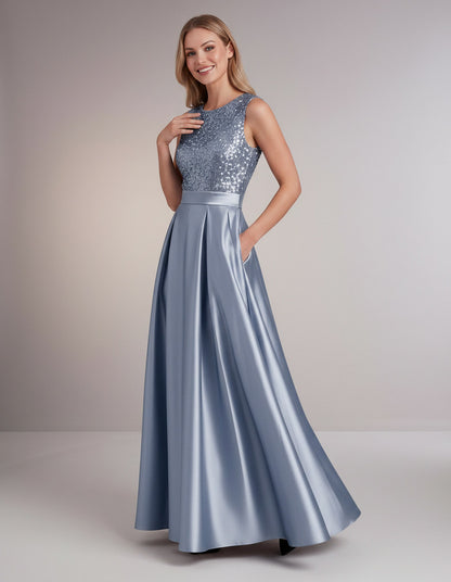 Sequin Pleated Ball Gown